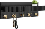Key Holder Wall Mount, 14" Wooden Entryway Key and Mail Organizer with 5 Metal Hooks, Decorative Key Hanger Rack for Bag, Coa