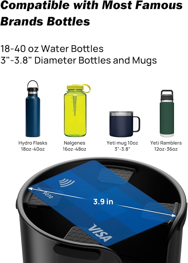 JOYTUTUS 2 Pack Car Cup Holder Expander with Offset Base, Fit for YETI, Hydro Flask, Cup Holder Expander for Car Hold 18-40 o