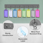 Acrimet Key Tag Rack w/ 8 Keyring Tags (Self-Adhesive Key Storage Rack) (2 Pack) (Assorted Color)
