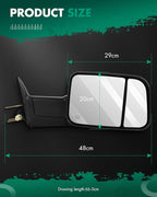 Towing Mirror Compatible With 1998-2001 for Dodge for Ram 1500 for Ram 2500 for Ram 3500 Pickup Truck Tow Mirror Adjusted Heated Turn Signal Light Manual Folding and Flip Up 1 Pair