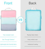PFEYRPK Lightweight Compression Packing Cubes for Suitcases, Compressible Expandable Travel Packing Organizer with Clear Toil