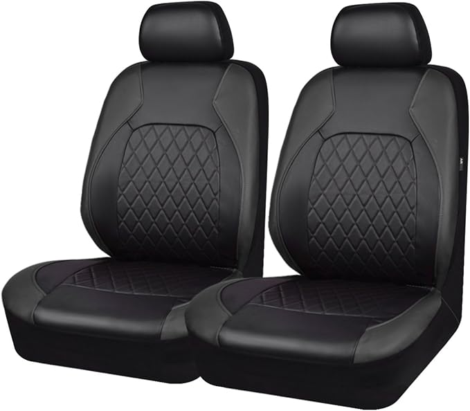 Universal Pu Leather Car Seat Covers Front Seats only, Airbag Compatible, Water-Resistant Durable Premium Vinyl, Fit for 95% 