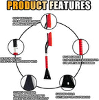 27" Snow Brush and Ice Scrapers for Car Windshield and Window, Detachable Winter Snow Remover Ice Shovel Tool with Ergonomic Foam Grip & No Scratch Bristles, Car Accessories for Truck SUV (Red)
