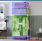 TIST Portable Folding Wardrobe, Stainless Steel, 128 cm x 45 cm x 166 cm, Pink, Bedroom