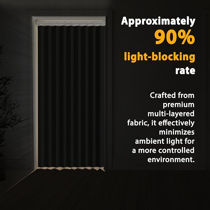 Jilron Accordion Door Curtain Set - 100% Blackout, with Curtain Rod Included, for Bedroom Privacy Protection (Off white-43 W 