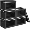 Homsorout Stackable Storage Bins with Lids - Large Decorative Basket with Lids, Fabric Foldable Closet Organizer Bins, Shelf 