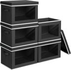 Homsorout Stackable Storage Bins with Lids - Large Decorative Basket with Lids, Fabric Foldable Closet Organizer Bins, Shelf 