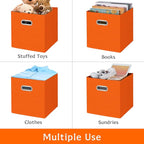 Fabric storage bins Cubes, Fabric Cube Organizer with Handle, Foldable Cube Bins for Cloth or Accessary Storage, 11x11x11, Se