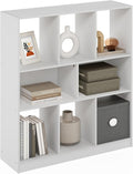 Furinno DALY Book Shelf, 8-Cube Bookshelf, Horizontal Cube Storage Organizer Bookcase, 10.9 x 35.4 x 39.4, for Living Room, B