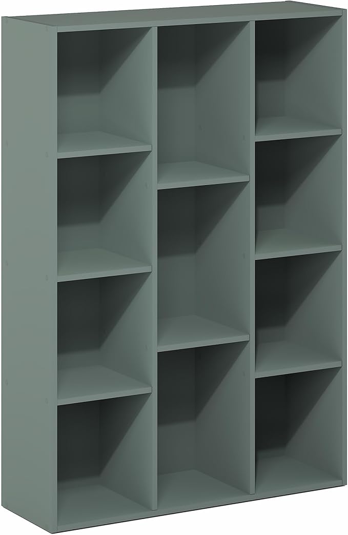 Furinno LUDER Book Shelf, 11-Cube Bookshelf, Reversible Bookcase, 9.4 x 29.1 x 41.7, Easy Assembly, for Living Room, Bedroom,