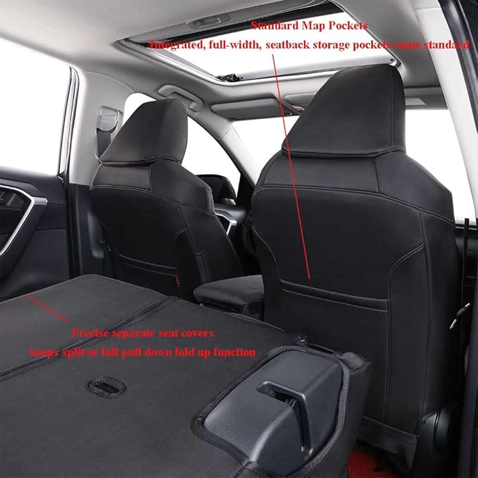EKR Rav4 Seat Covers Custom Fit for Toyota Rav4 (Hybrid) LE/XLE Premium 2026,Car Seat Cover Full Set for SUV,Neoprene(Black)