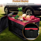 Car Trunk Organizer, Foldable Plastic Cargo Storage Box with Lid, Large Car Tool Container with Handles, Universal Automotive