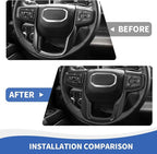 Carbon Fiber Steering Wheel Trim Cover Compatible with GMC-Sierra 1500 2019-2025 & GMC-Sierra 2500HD/3500HD 2020-2024, for GMC-Yukon 2021-2024