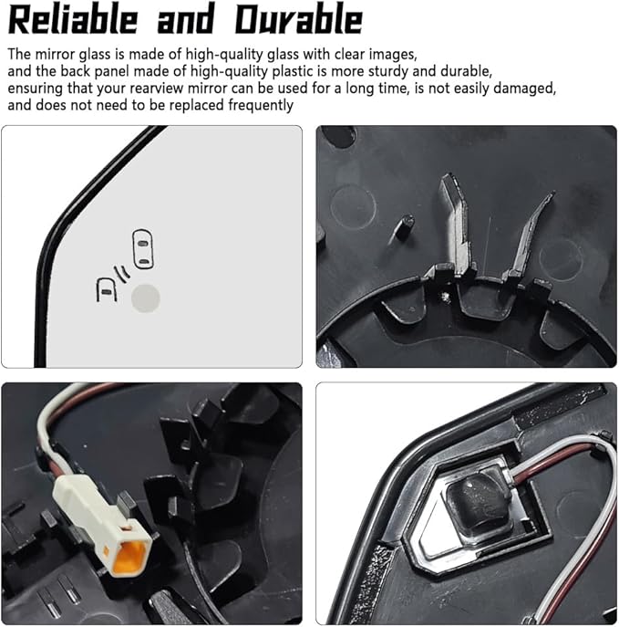 Driver Side Mirror Glass Replacement Compatible with Ford F150 2015-2020, Left Heated Blind Spot Detection Glass Replace # FL3Z-17K707-AH, with Back Plate