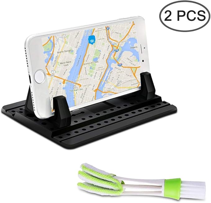 FineGood Phone Holder for Car with Air Vent Brush, Universal Silicone Car Cellphone Mount Antislip Vehicle Mobile Phone GPS M