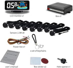 Backup Parktronic System Car Auto Vehicle Reverse with 8 Parking Sensors kit, LCD Display, Distance Detection (Meter/Foot Swi
