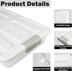 4 Pcs Plastic Under Bed Storage Containers with Handles and Lid Wheels, 23.7 x 15.8 x 4.8 Inch White clear Stackable Latching