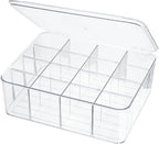 ZEXALOR Socks Underwear Drawer Organzier Dividers, 16 Compartment Removable Divided Plastic Storage Bin with Lid, Storage Org