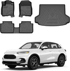 Powerty Floor Mats & Cargo Liner for 2023 2024 2025 2026 Honda HRV HR-V Accessories Floor Mats 2 Row Liner Set All Weather TPE 3D Floor Liners&Rear Cargo Mat