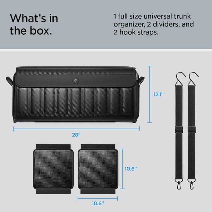 Spigen Trunk Organizer Collapsible Heavy Duty Foldable with Lid for SUV, Model Y juniper (2025/26),
