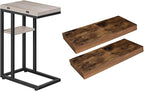 HOOBRO Floating Shelves and C Shaped End Table, Wall Mounted Shelf Set of 2, Foldable End Table with Storage Shelf, Small Sna