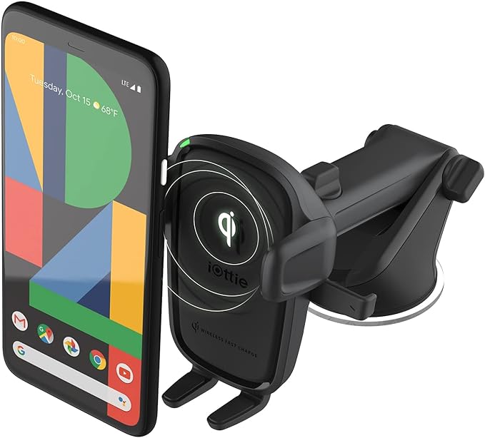 iOttie Car Charger Easy One Touch Wireless 2 Qi Charging Dashboard Phone Mount for iPhone, Samsung Galaxy, Huawei, LG, Smartphones