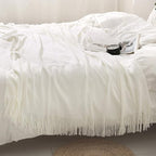 Homiest Decorative Knitted Throw with Fringe, Lightweight Acrylic Knit Blanket, Soft & Cozy Tassel Blanket for Couch, Sofa, B