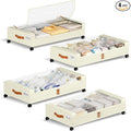 Yecaye Under Bed Storage with Wheels, 4 Pack Under the Bed Storage Containers with Lids & Label, XXL 60L Rolling Underbed Sto