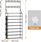 OYREL Shoe Rack 8 Tier Large Shoe Organizer Storage 32-40 Pairs Metal Shoe Storage Rack with Hooks and Side Pocket for Entran