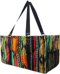NGIL Extra Large Utility Tote Reusable Grocery Organizing Bag Oversized Collapsible for Storage, Picnic,Car, Beach (Desert Serape-black)