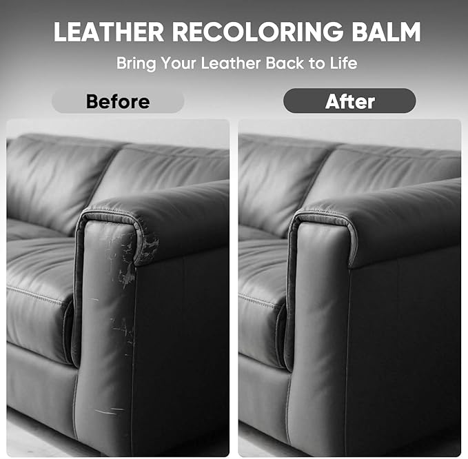 Leather Recoloring Balm - Scratch Repair & Color Restore Kit for Faded Leather, Leather Couch & Car Seats - 10OZ Leather Rest