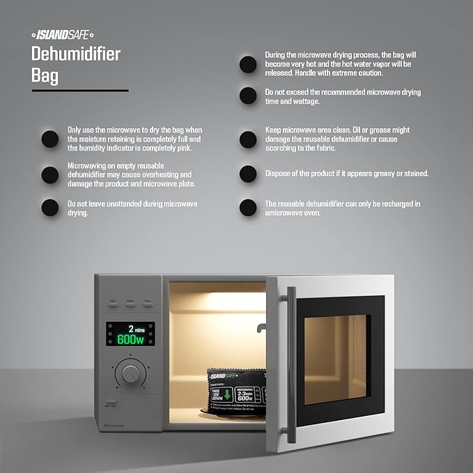Rechargeable Safe Dehumidifier Bag 200g, Microwave Fast Reactivated Desiccant, Moisture Absorbing Packet for Safes,