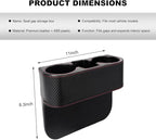 Car Seat Gap Filler Organizer, Multifunctional Auto Console Side Storage Box with Cup Holder, Universal PU Leather Cup Holder Front Seat Crevice Filler for Car Truck SUV (Carbon Fiber Black)
