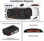 Cordless Parking Sensor, Reverse Radar System with 4 Car Backup Sensors, LED Distance Display with Sound Warning + 4 Blue Parking Sensors for Cars, Vans, RVs, and Trailers