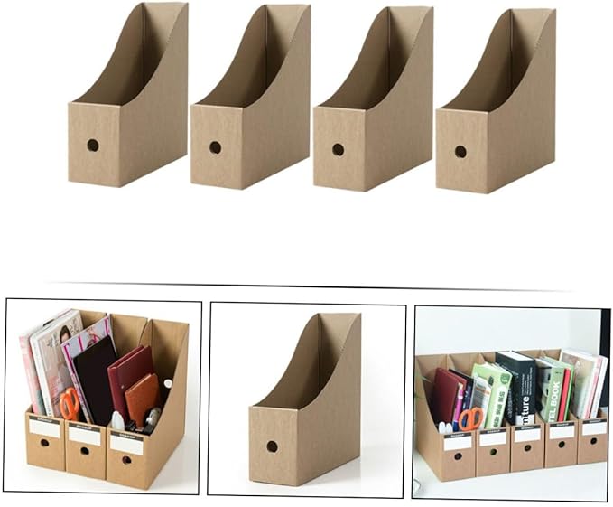 4pcs Lightweight Paper File Storage Boxes Desktop Document Organizers Bookcase Folder Holders for Office Desk Practical Stora