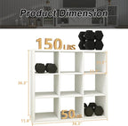 CTESNE【2026 Wooden Thick Frame 9 Cube Storage Organizer Shelf with Anti-Tipping Kits + Reversible Open Back Bookcase, Horizon
