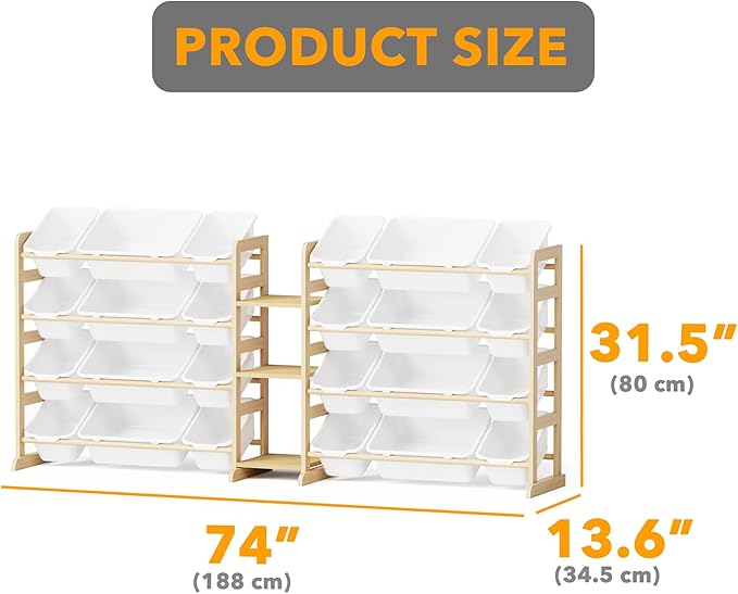 SpaceAid Large Toy Storage Organizer with 24 Bins and 3 Shelves, Toy Organizers Storage Bookshelf, Kids Bin Shelf Box Bookcas