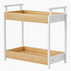 KLM Countertop Coffee Station Organizer, 2 Tier Wooden Shelf for Coffee Bar Accessories, Condiment Storage Caddy for Kitchen,