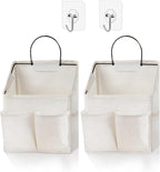 2 Pack Wall Hanging Storage Basket,Wall Hanging Organizer Bags with Pockets, Wall organizer Storage for Dormitory Bathroom Be