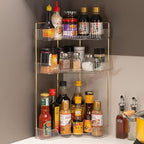 shuang qing 3-Tier Corner Bathroom Counter Organizer – Storage Shelf for Makeup, Perfume & Skincare, Space-Saving Countertop 