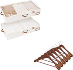 StorageWorks Large Under Bed Storage Containers with Wooden Hangers 6 Pack