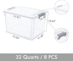 Citylife 32 QT Plastic Storage Bins with Latching Lids Stackable Storage Containers for Organizing Large Clear Storage Box fo