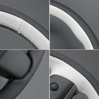 MEWANT Hand Stitched Real Leather Steering Wheel Cover for Tesla Model 3 2017-2023 / Model Y 2020-2023 for Tesla Model 3/Y Accessories(3D Style)