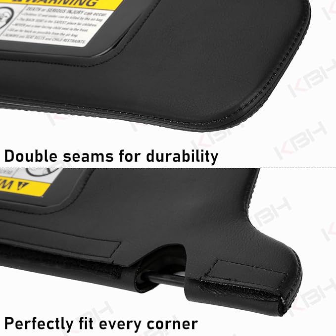 KBH Sun Visor Cover for Ford Mustang 1994-2004, Vinyl Leather Trim, Car Sunvisor Protector Covering, Left and Right Side, Anti-Scratch, Black (Leather Covers Only)