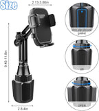 Car Cup Phone Holder, 360° Rotation Carbon Fiber Vehicle Cup Cellphone Holder with Long & Adjustable Neck, Auto Interior Smartphone Expander Mount Accessories, Universal Fit