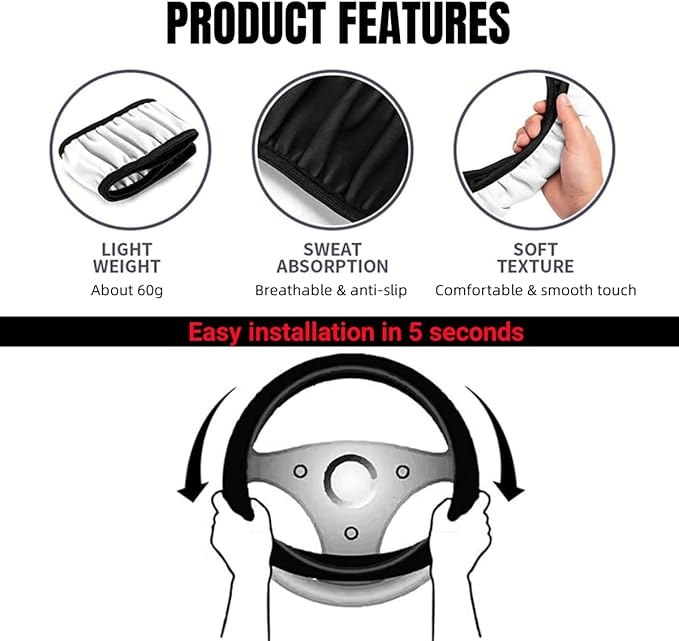 Leather Steering Wheel Cover Compatible with Civic si Universal Size(SI)