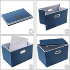 PRANDOM Foldable Storage Bin with Lid [5-Pack] Linen Fabric Decorative Storage Box Organizer Container Basket Cube with Handl