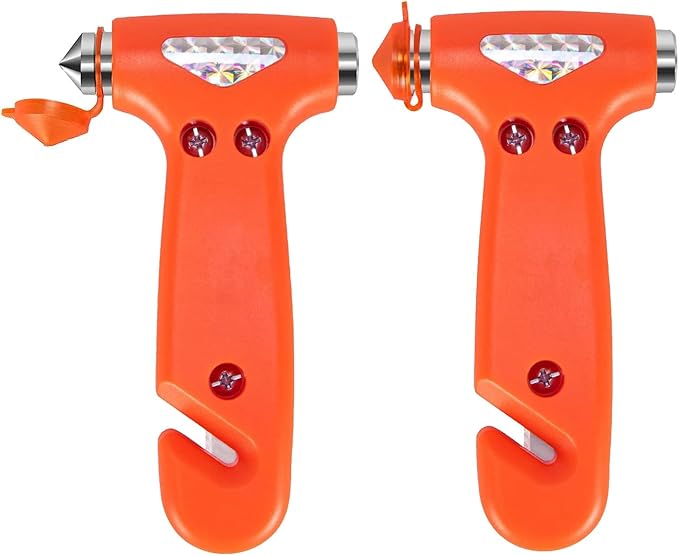ACEBON 2-Pack Car Safety Hammer Seatbelt Cutter, Auto Emergency Escape Hammer with Window Glass Breaker and Seat Belt Cutter,