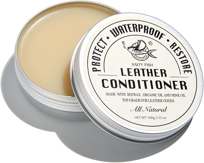 SALTY FISH All-Natural Leather Conditioner and Cleaner,Made with Mink Oil Beeswax,Protect Soften Waterproof Leather Furniture