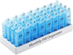 Daviky Monthly Pill Organizer 2 Times a Day, 30 Day Pill Box AM PM with Separate Container, One Month Medicine Case Twice a D